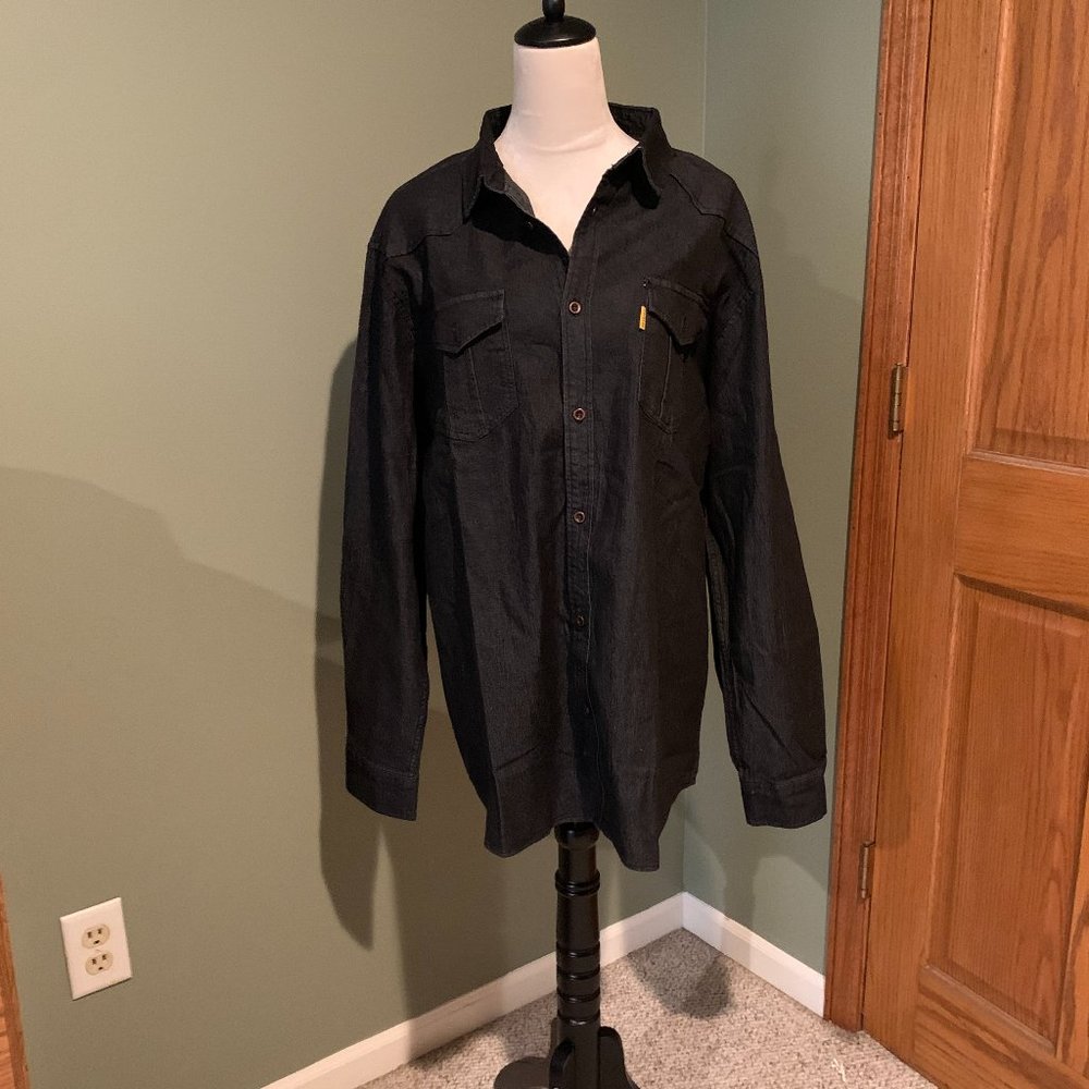 MENS BLACK JEAN BUTTON UP SHIRT SIZE XL  #325